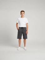 DARK GREY LYCRA PLAIN SHORTS WITH 2 SIDE ZIPPERS