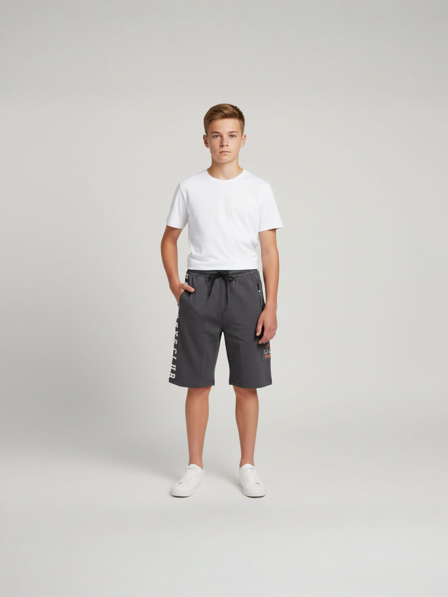 DARK GREY LYCRA PLAIN SHORTS WITH 2 SIDE ZIPPERS