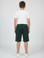 GREEN LYCRA PLAIN SHORTS WITH 2 SIDE ZIPPERS