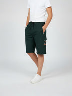 GREEN LYCRA PLAIN SHORTS WITH 2 SIDE ZIPPERS