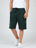 GREEN LYCRA PLAIN SHORTS WITH 2 SIDE ZIPPERS
