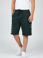 GREEN LYCRA PLAIN SHORTS WITH 2 SIDE ZIPPERS