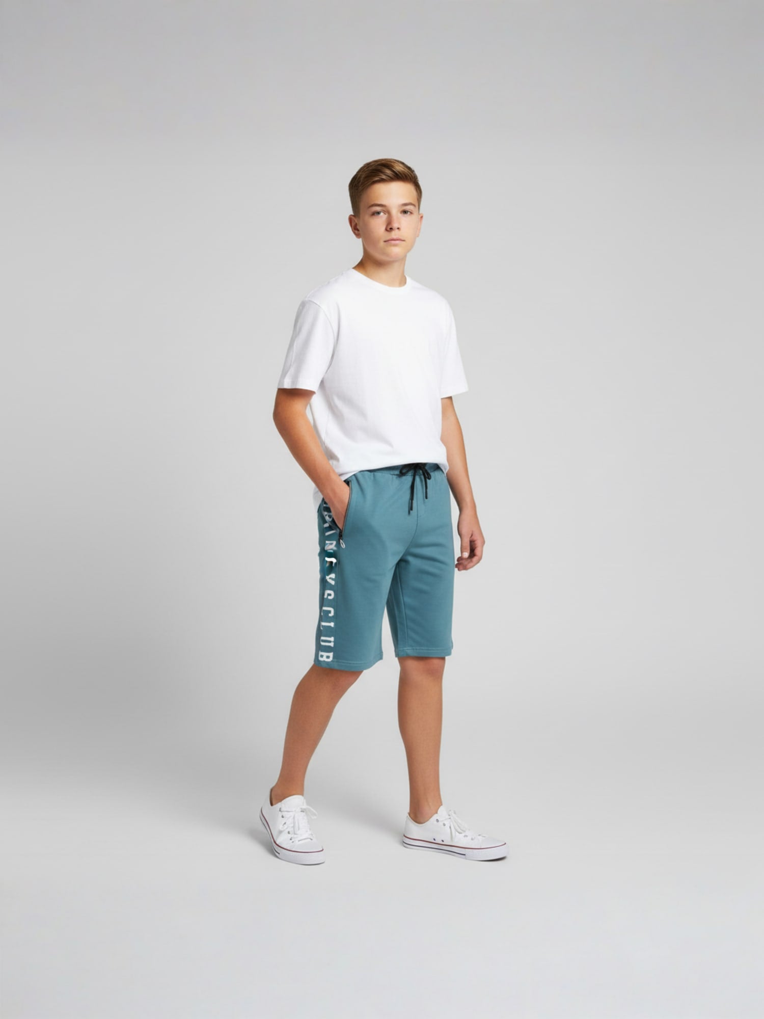 LIGHT SKY BLUE LYCRA PLAIN SHORTS WITH 2 SIDE ZIPPERS