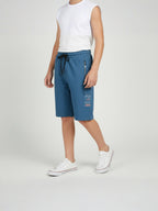 SKY BLUE LYCRA PLAIN SHORTS WITH 2 SIDE ZIPPERS