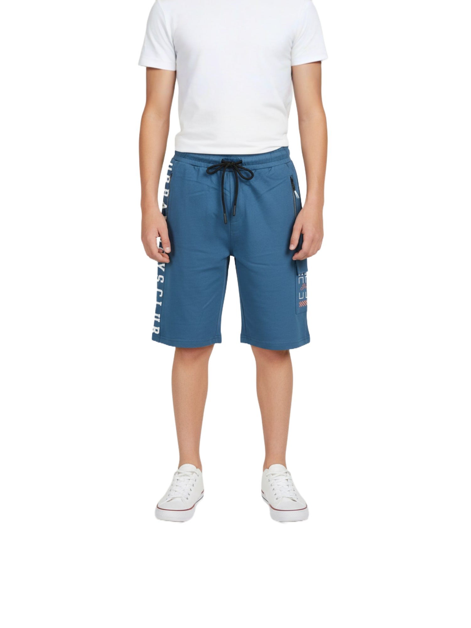 SKY BLUE LYCRA PLAIN SHORTS WITH 2 SIDE ZIPPERS