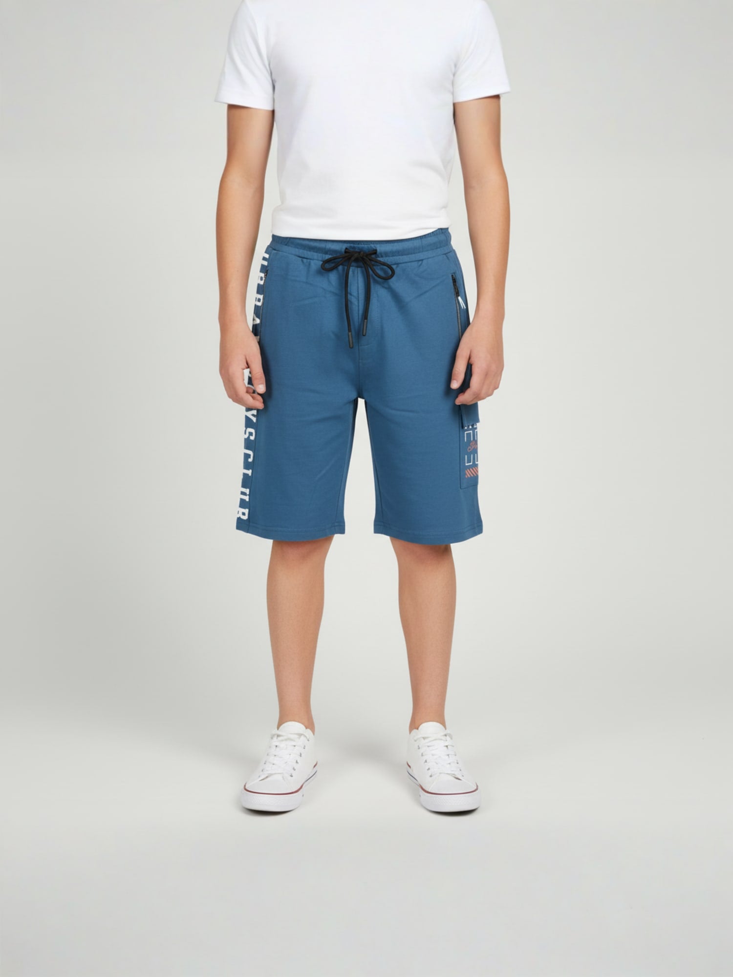 SKY BLUE LYCRA PLAIN SHORTS WITH 2 SIDE ZIPPERS