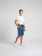 SKY BLUE LYCRA PLAIN SHORTS WITH 2 SIDE ZIPPERS