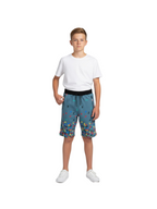 LIGHT SKY BLUE LYCRA PRINT SHORTS WITH 2 SIDE ZIPPERS