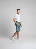 LIGHT SKY BLUE LYCRA PLAIN SHORTS WITH 2 SIDE ZIPPERS