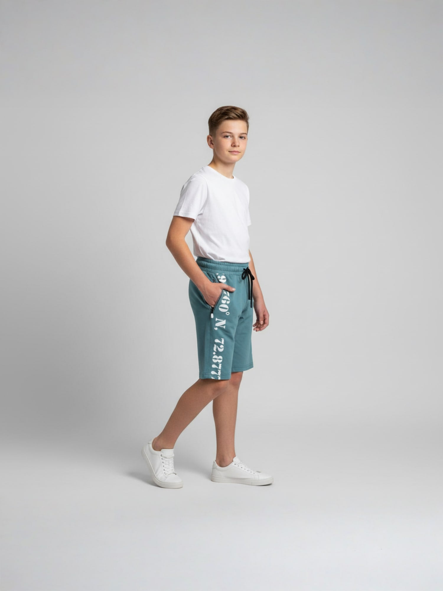 LIGHT SKY BLUE LYCRA PLAIN SHORTS WITH 2 SIDE ZIPPERS
