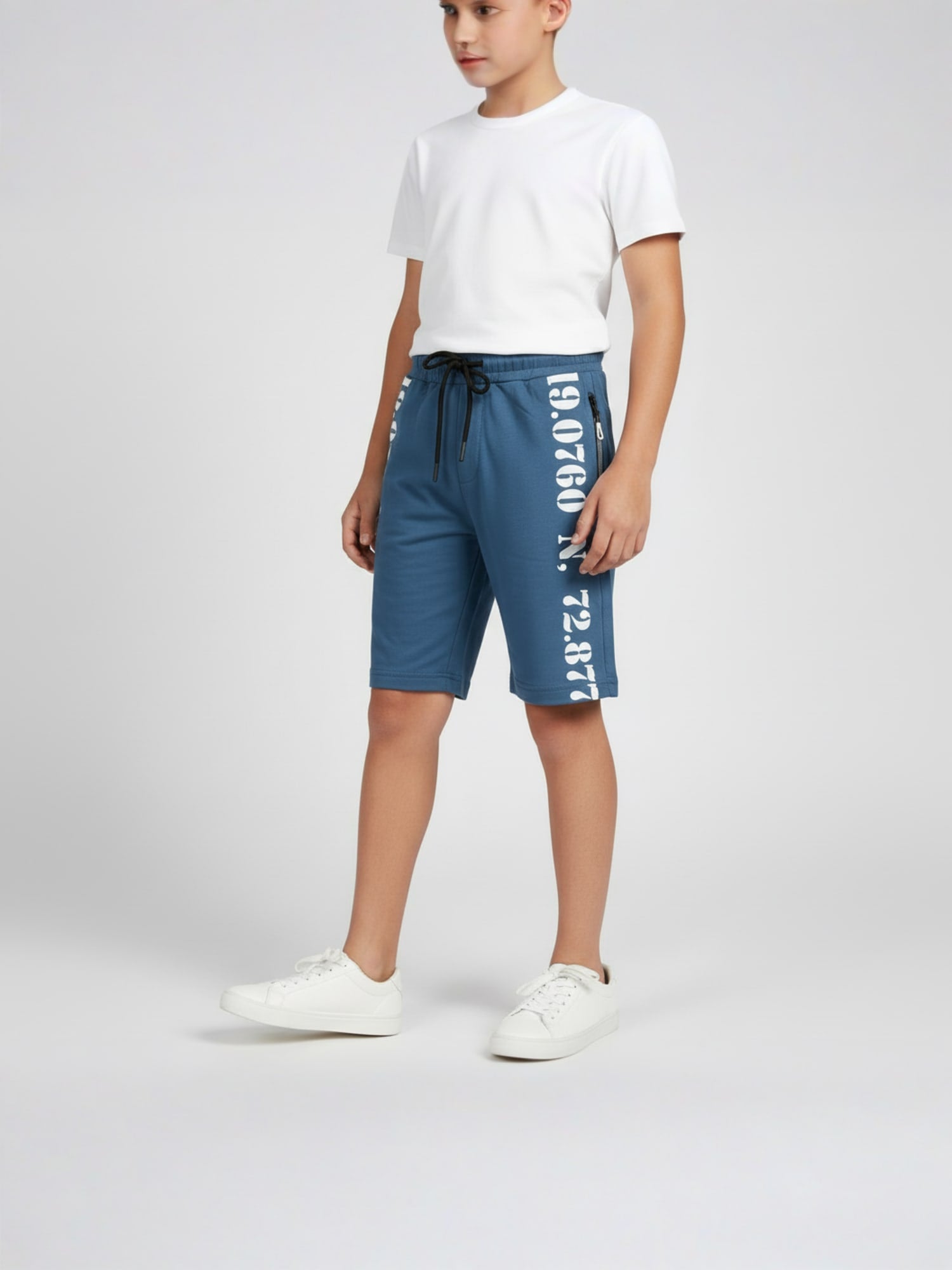 SKY BLUE LYCRA PLAIN SHORTS WITH 2 SIDE ZIPPERS