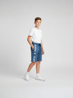 SKY BLUE LYCRA PLAIN SHORTS WITH 2 SIDE ZIPPERS