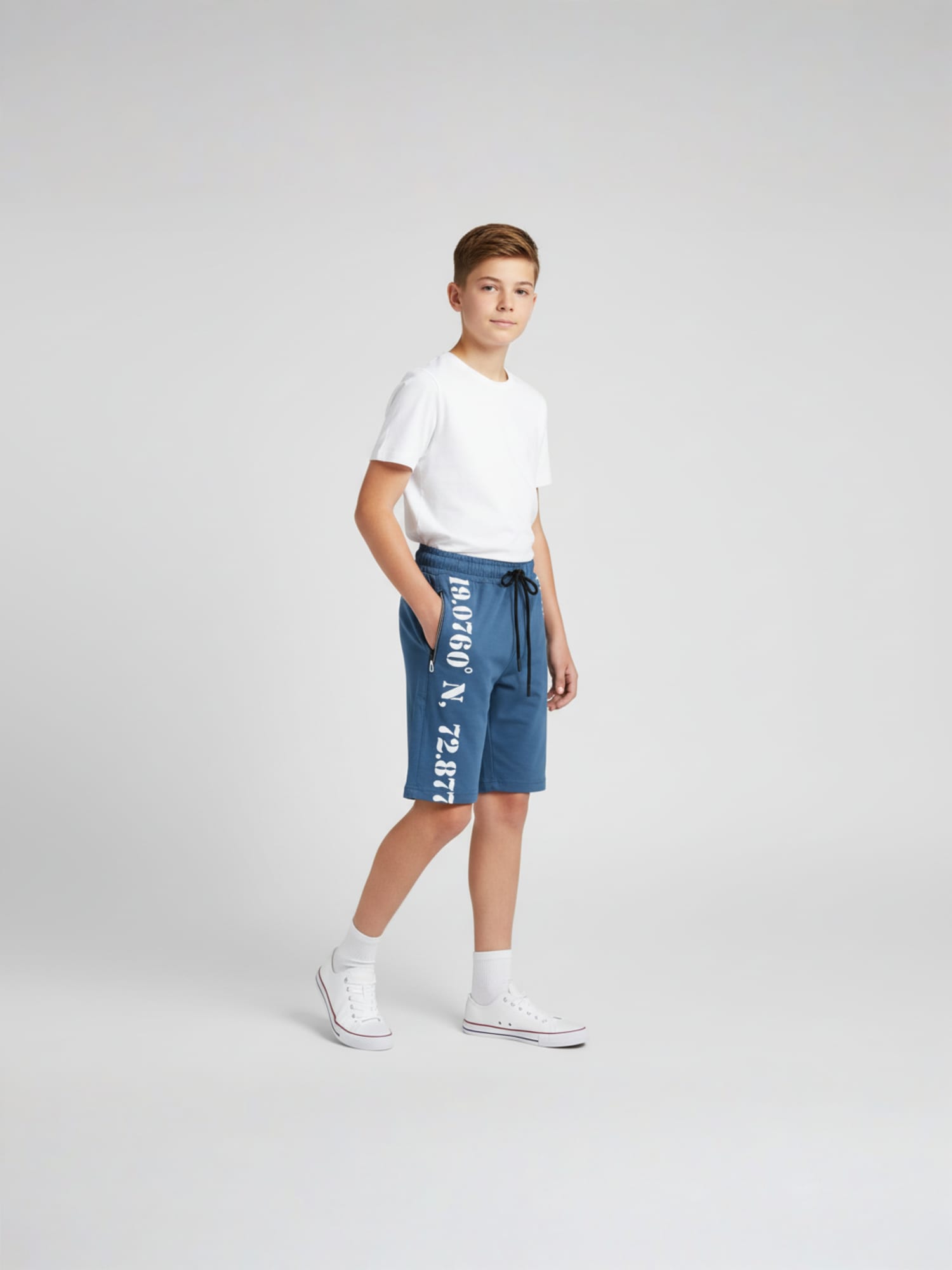 SKY BLUE LYCRA PLAIN SHORTS WITH 2 SIDE ZIPPERS