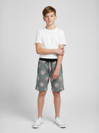 OLIVE LYCRA PLAIN SHORTS WITH 2 SIDE ZIPPERS
