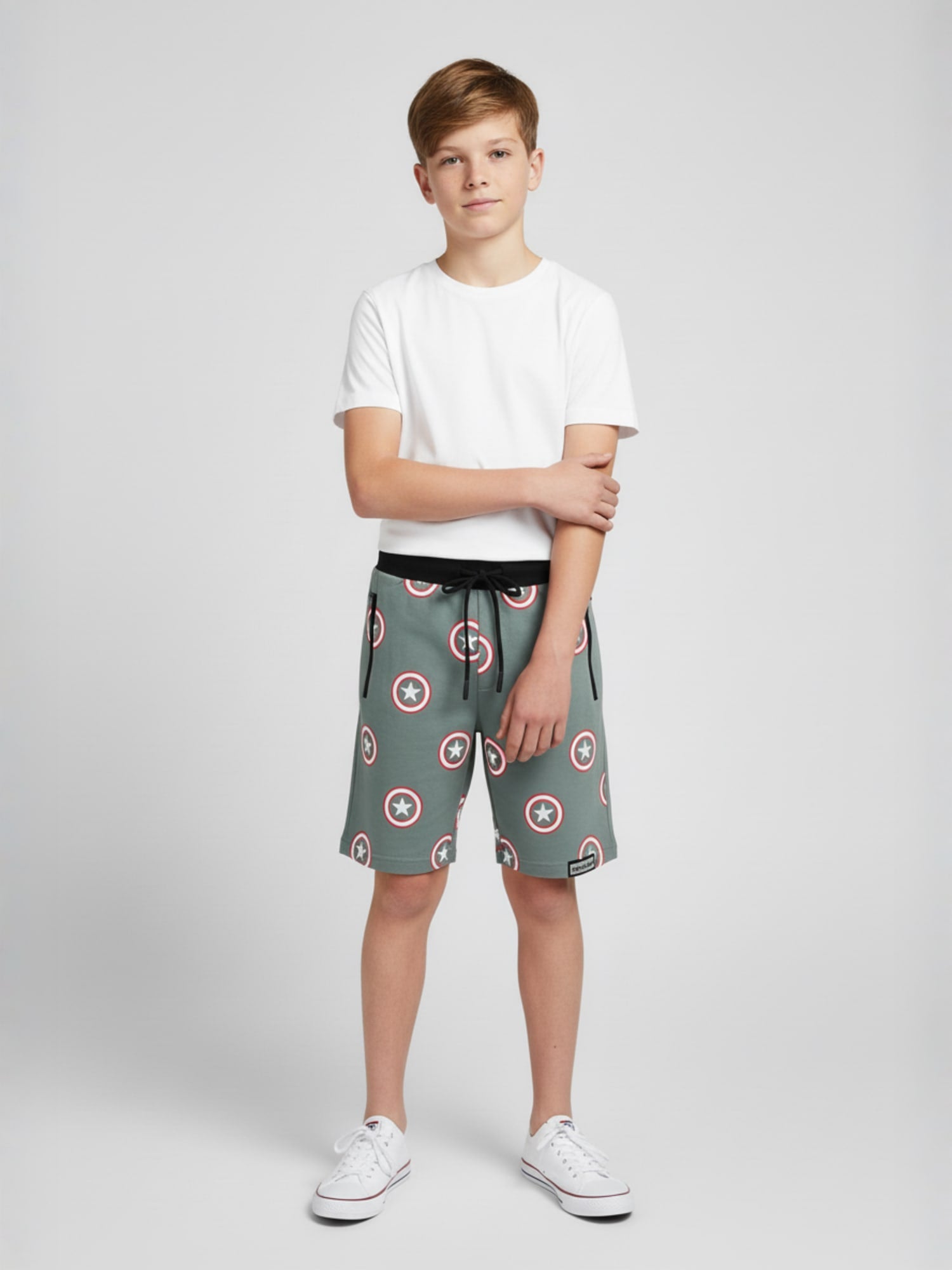 OLIVE LYCRA PLAIN SHORTS WITH 2 SIDE ZIPPERS