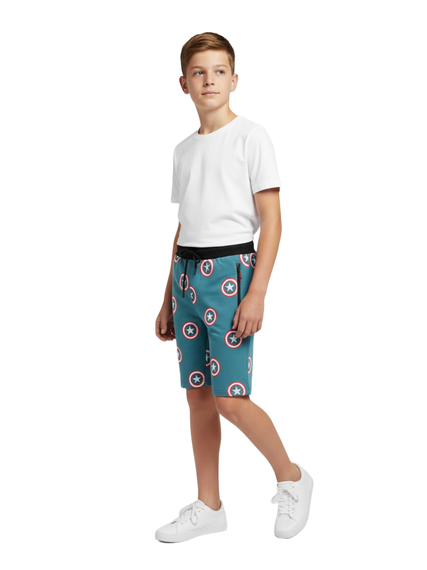 LIGHT SKY BLUE LYCRA PLAIN SHORTS WITH 2 SIDE ZIPPERS
