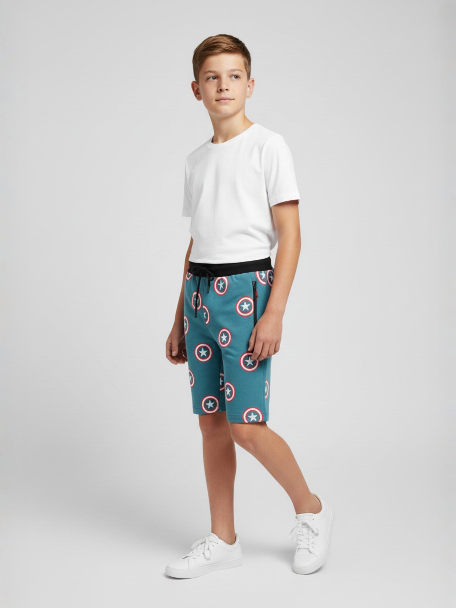LIGHT SKY BLUE LYCRA PLAIN SHORTS WITH 2 SIDE ZIPPERS