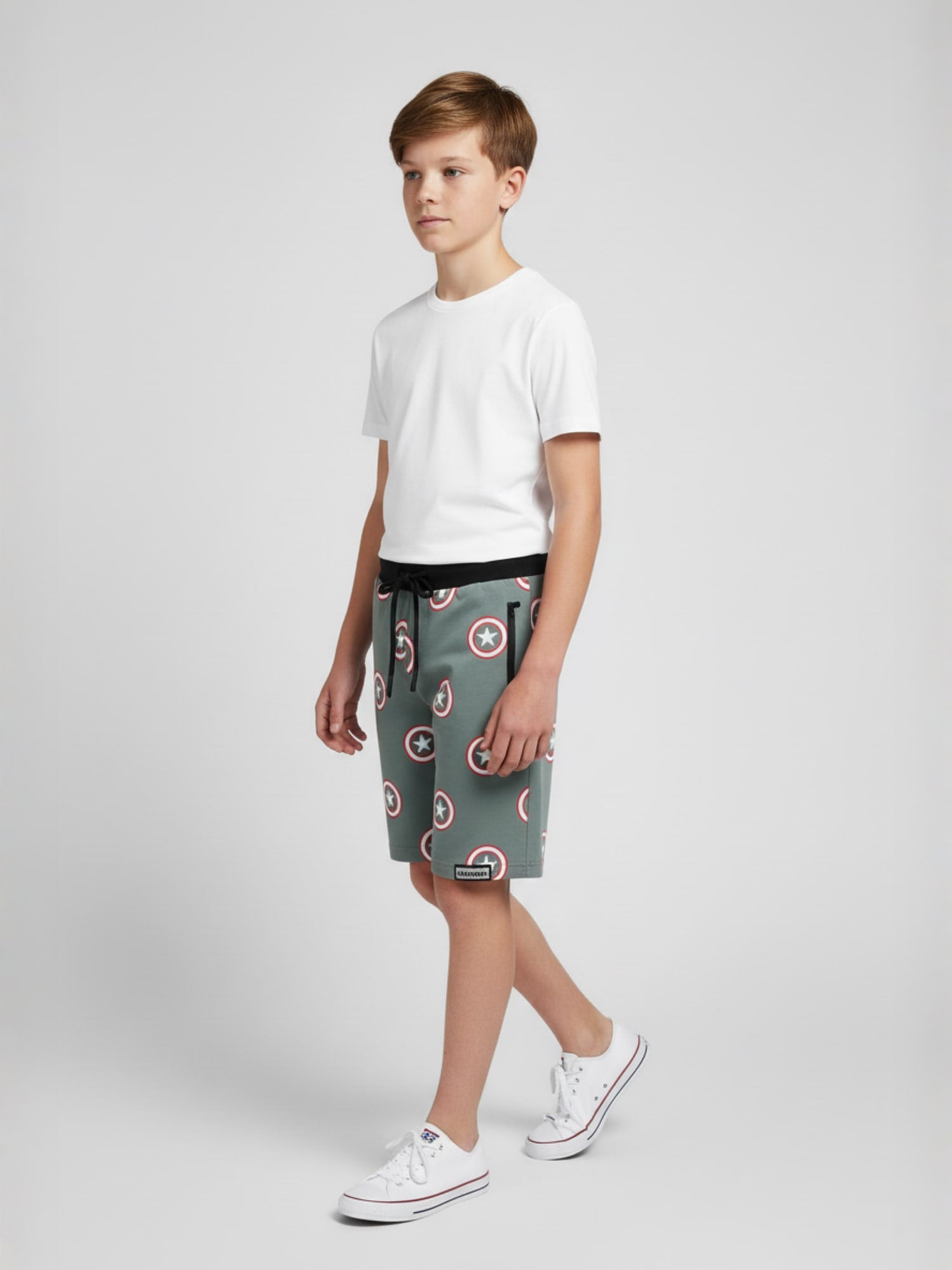 OLIVE LYCRA PLAIN SHORTS WITH 2 SIDE ZIPPERS