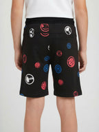 COFFEE LYCRA PRINT SHORTS WITH 2 SIDE ZIPPERS