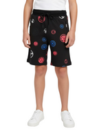COFFEE LYCRA PRINT SHORTS WITH 2 SIDE ZIPPERS