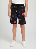 COFFEE LYCRA PRINT SHORTS WITH 2 SIDE ZIPPERS