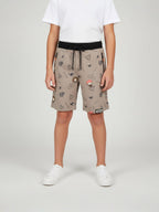 KHAKHI LYCRA PRINT SHORTS WITH 2 SIDE ZIPPERS