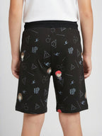 COFFEE LYCRA PRINT SHORTS WITH 2 SIDE ZIPPERS