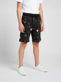 COFFEE LYCRA PRINT SHORTS WITH 2 SIDE ZIPPERS