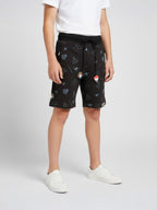 COFFEE LYCRA PRINT SHORTS WITH 2 SIDE ZIPPERS