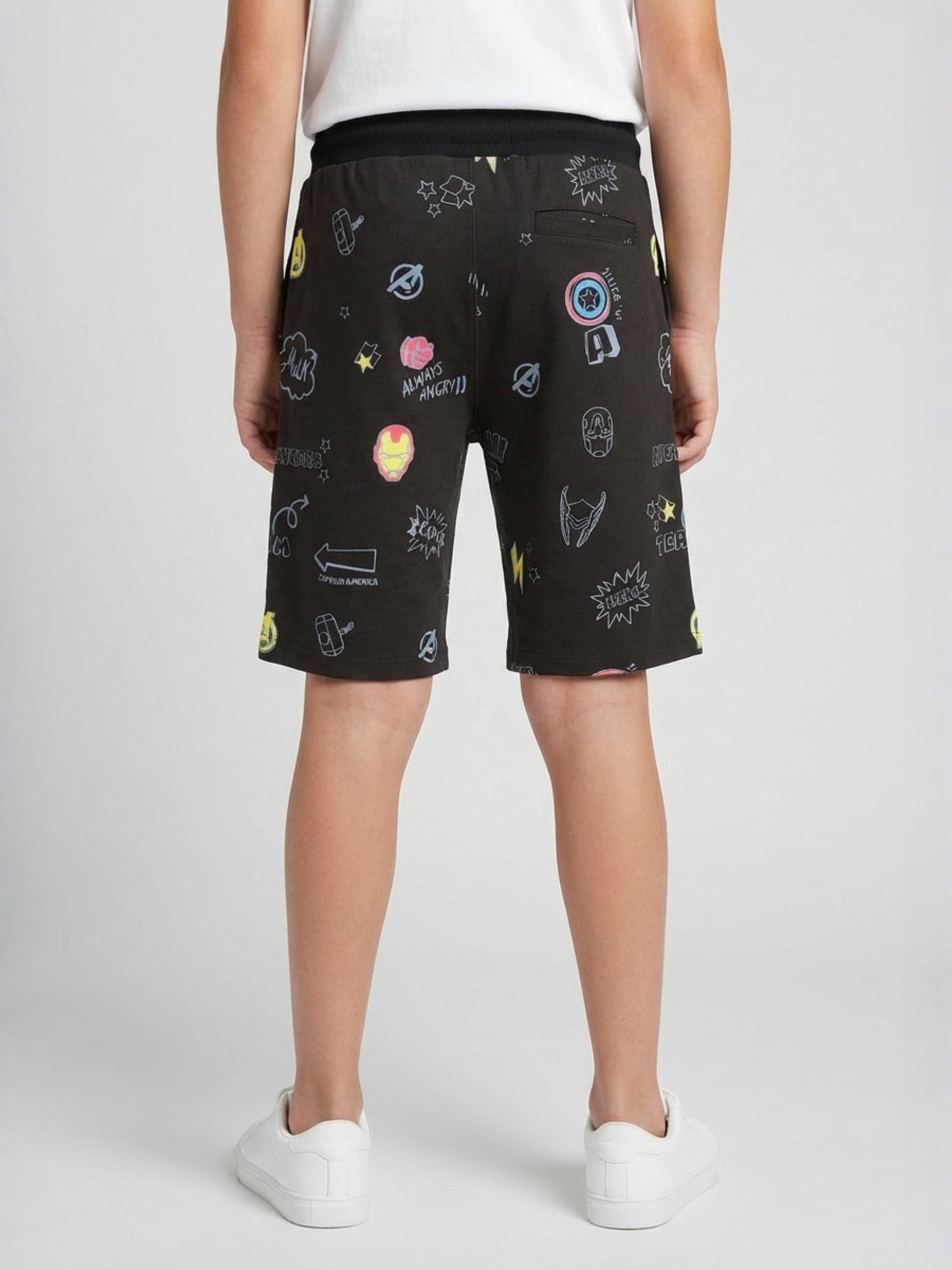 NAVY BLUE LYCRA PRINT SHORTS WITH 2 SIDE ZIPPERS