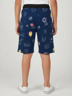 COFFEE LYCRA PRINT SHORTS WITH 2 SIDE ZIPPERS