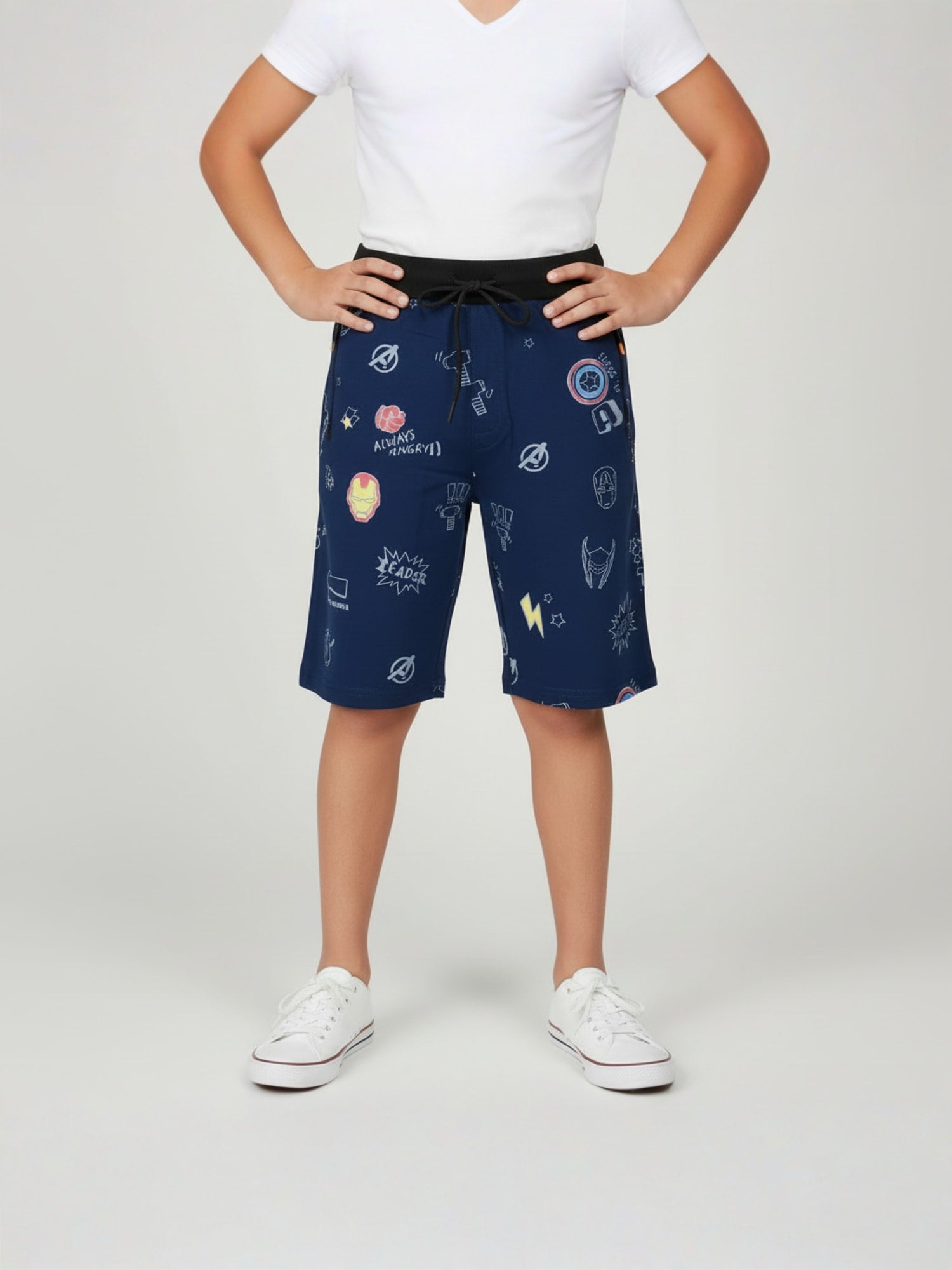 COFFEE LYCRA PRINT SHORTS WITH 2 SIDE ZIPPERS