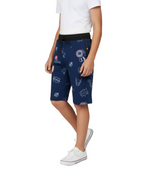 COFFEE LYCRA PRINT SHORTS WITH 2 SIDE ZIPPERS