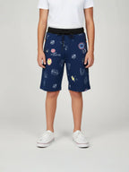 COFFEE LYCRA PRINT SHORTS WITH 2 SIDE ZIPPERS