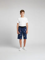 COFFEE LYCRA PRINT SHORTS WITH 2 SIDE ZIPPERS
