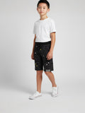COFFEE LYCRA PRINT SHORTS WITH 2 SIDE ZIPPERS