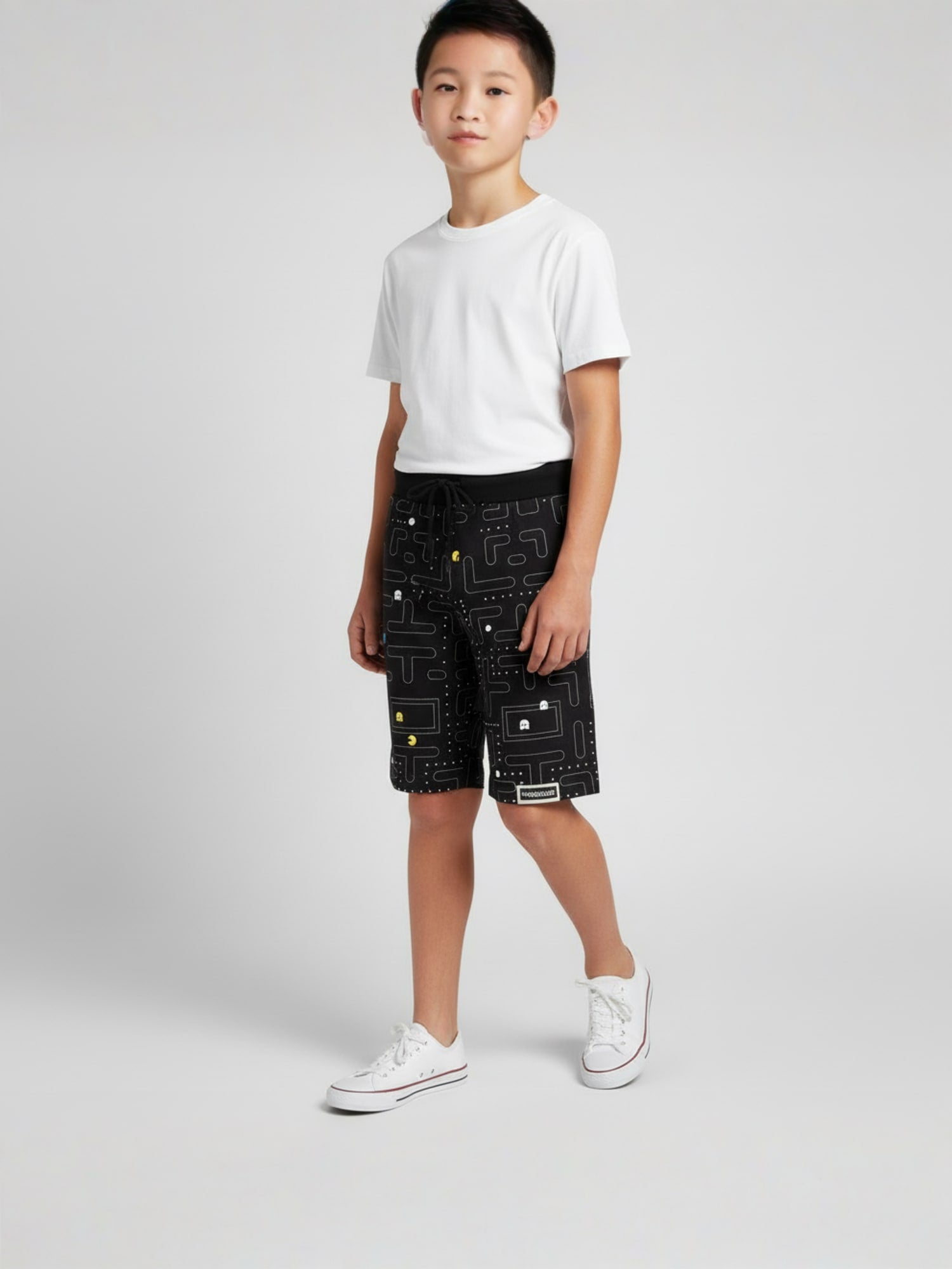 COFFEE LYCRA PRINT SHORTS WITH 2 SIDE ZIPPERS