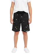 COFFEE LYCRA PRINT SHORTS WITH 2 SIDE ZIPPERS