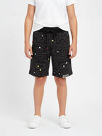 COFFEE LYCRA PRINT SHORTS WITH 2 SIDE ZIPPERS