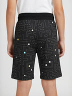 DARK GREY LYCRA PRINT SHORTS WITH 2 SIDE ZIPPERS