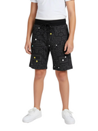 DARK GREY LYCRA PRINT SHORTS WITH 2 SIDE ZIPPERS