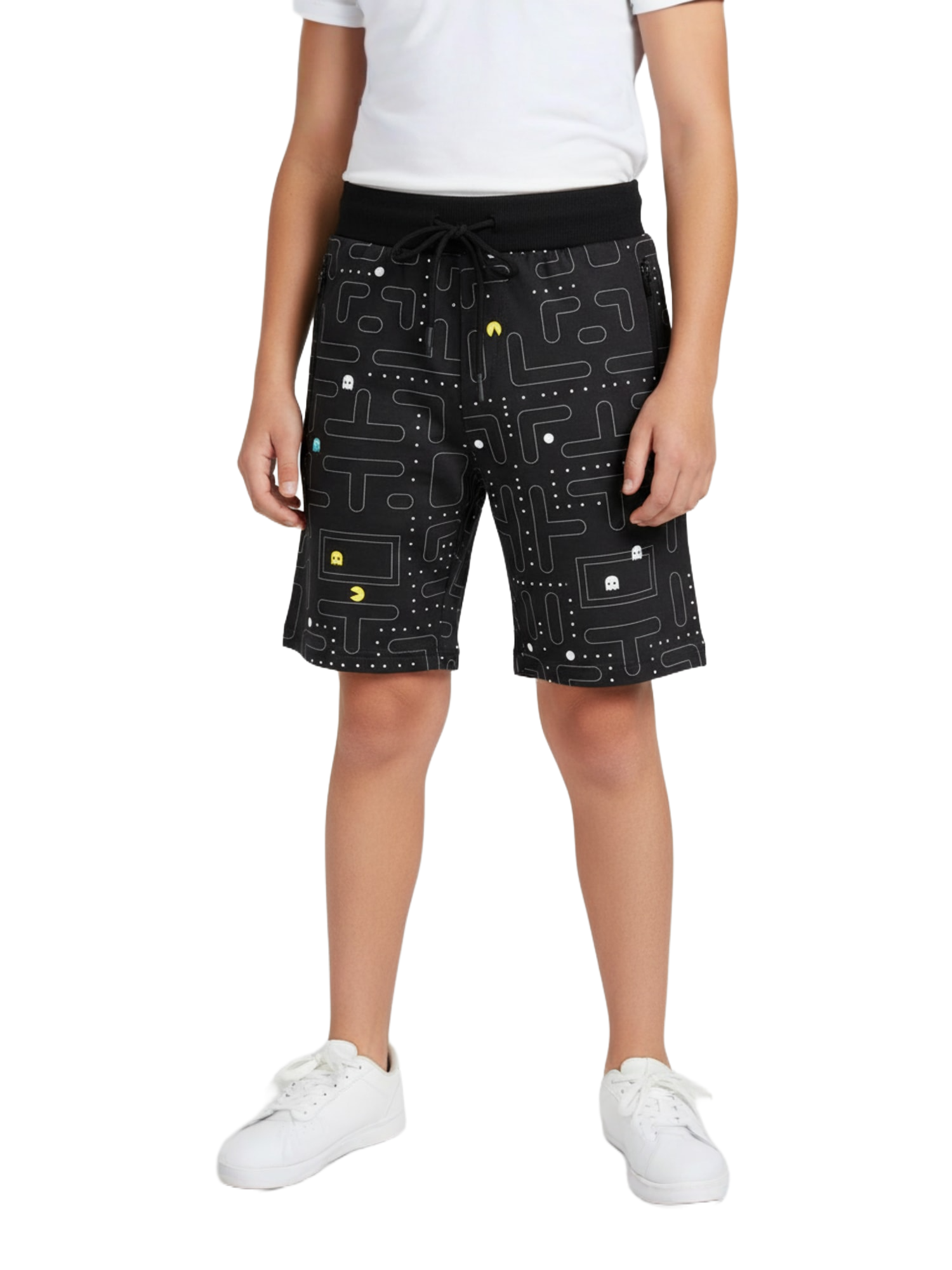DARK GREY LYCRA PRINT SHORTS WITH 2 SIDE ZIPPERS