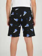 GREEN LYCRA PRINT SHORTS WITH 2 SIDE ZIPPERS