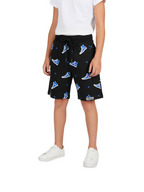 GREEN LYCRA PRINT SHORTS WITH 2 SIDE ZIPPERS
