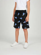 GREEN LYCRA PRINT SHORTS WITH 2 SIDE ZIPPERS