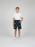 GREEN LYCRA PRINT SHORTS WITH 2 SIDE ZIPPERS