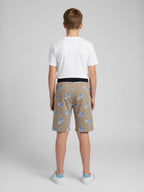 KHAKI LYCRA PRINT SHORTS WITH 2 SIDE ZIPPERS
