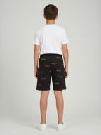 COFFEE LYCRA PRINT SHORTS WITH 2 SIDE ZIPPERS