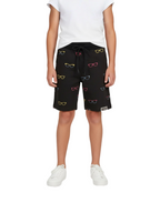 COFFEE LYCRA PRINT SHORTS WITH 2 SIDE ZIPPERS