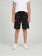COFFEE LYCRA PRINT SHORTS WITH 2 SIDE ZIPPERS